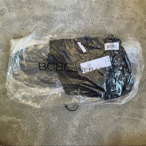 BCBGeneration Black Pencil Slit V-Neck Faux Wrap Midi Dress with Pockets NWT - Picture 5 of 8